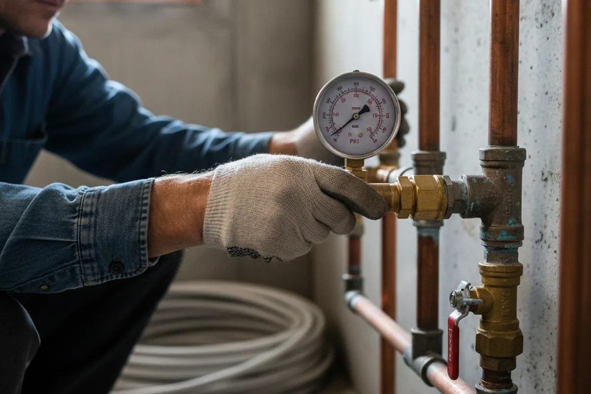 Pressure testing a repaired line during Water Line Repair in Alledonia